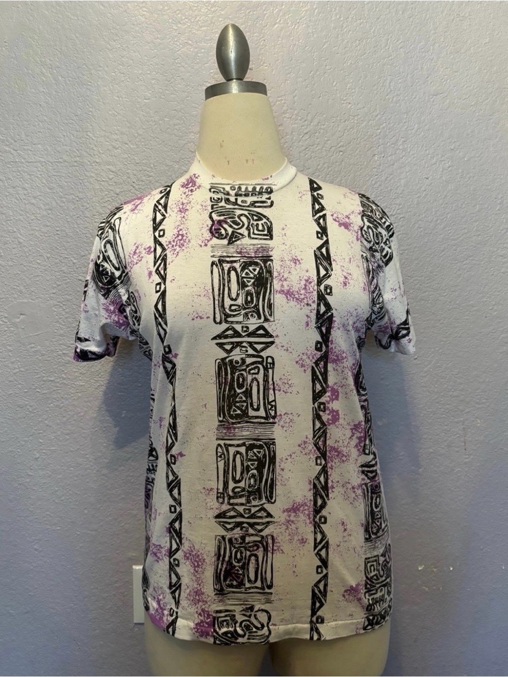 Men's White & Purple Graphic Short Sleeve Crew Tee